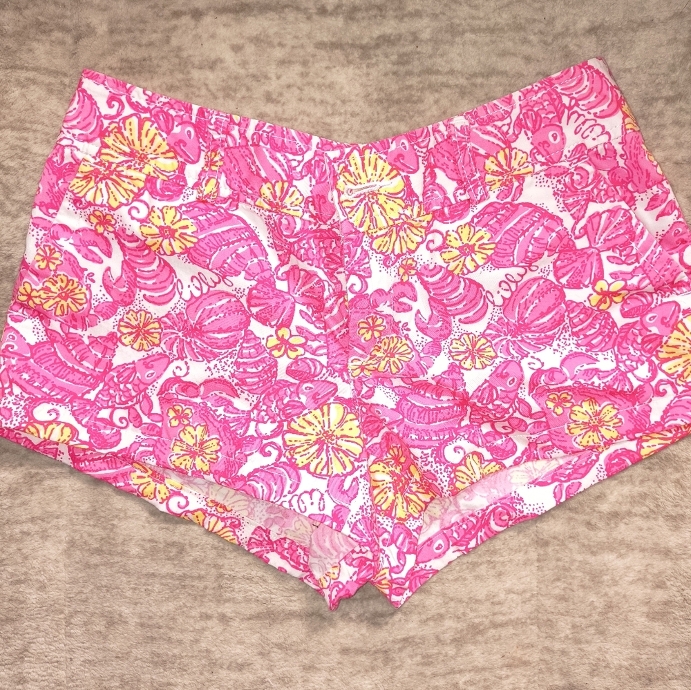Lilly Pulitzer Pink and Yellow High Waist Shorts